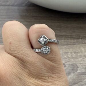 Pandora Silver Double Halo Ring. Size 5.5
